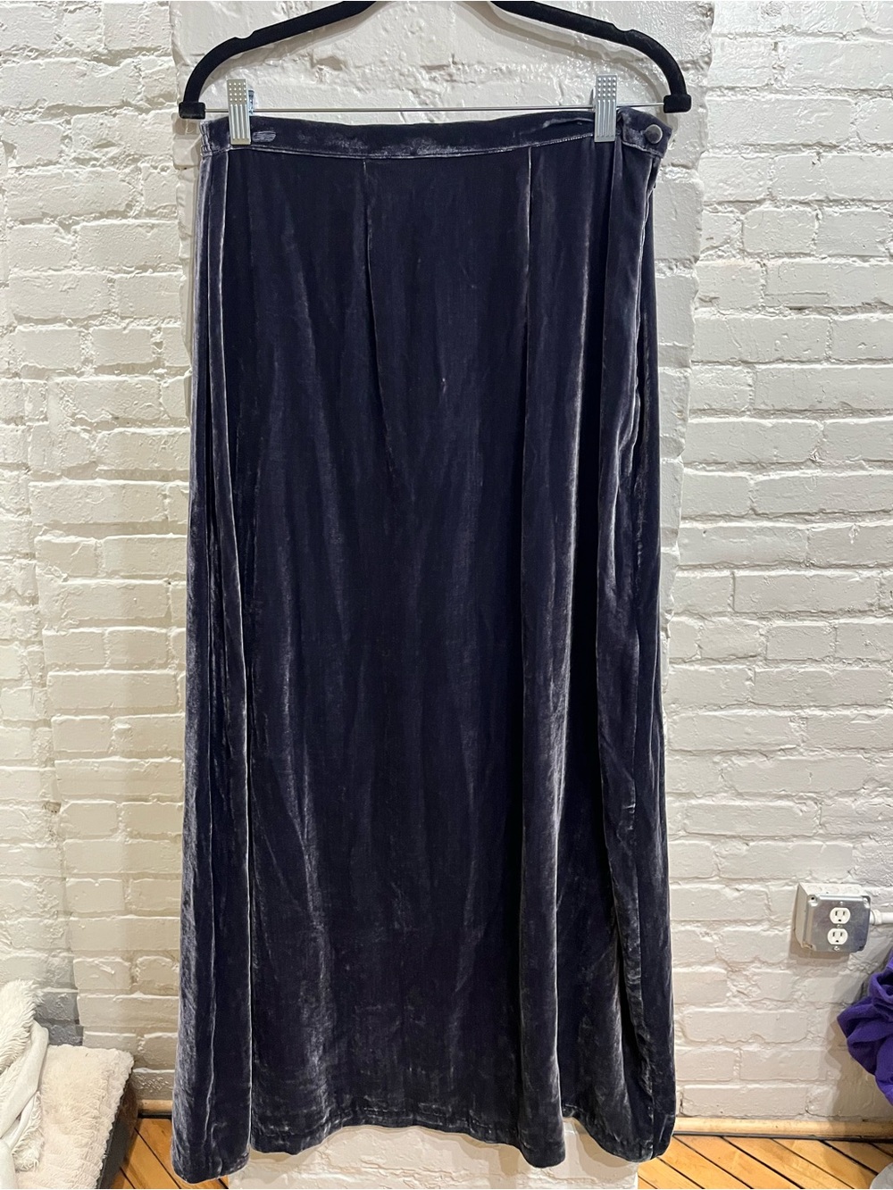 April Cornell Velvet Maxi Skirt New NWT Size L Dark Gray Whimsigoth Fairy Boho